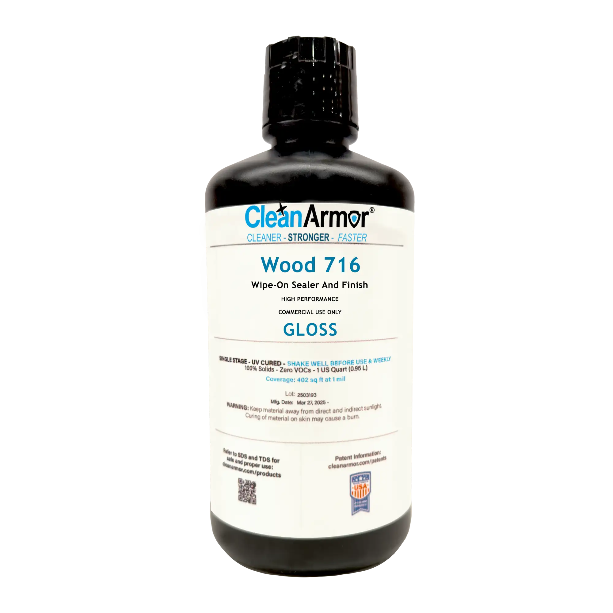 Clean Armor 716 Wood Finish- UV Cured Wiping Varnish