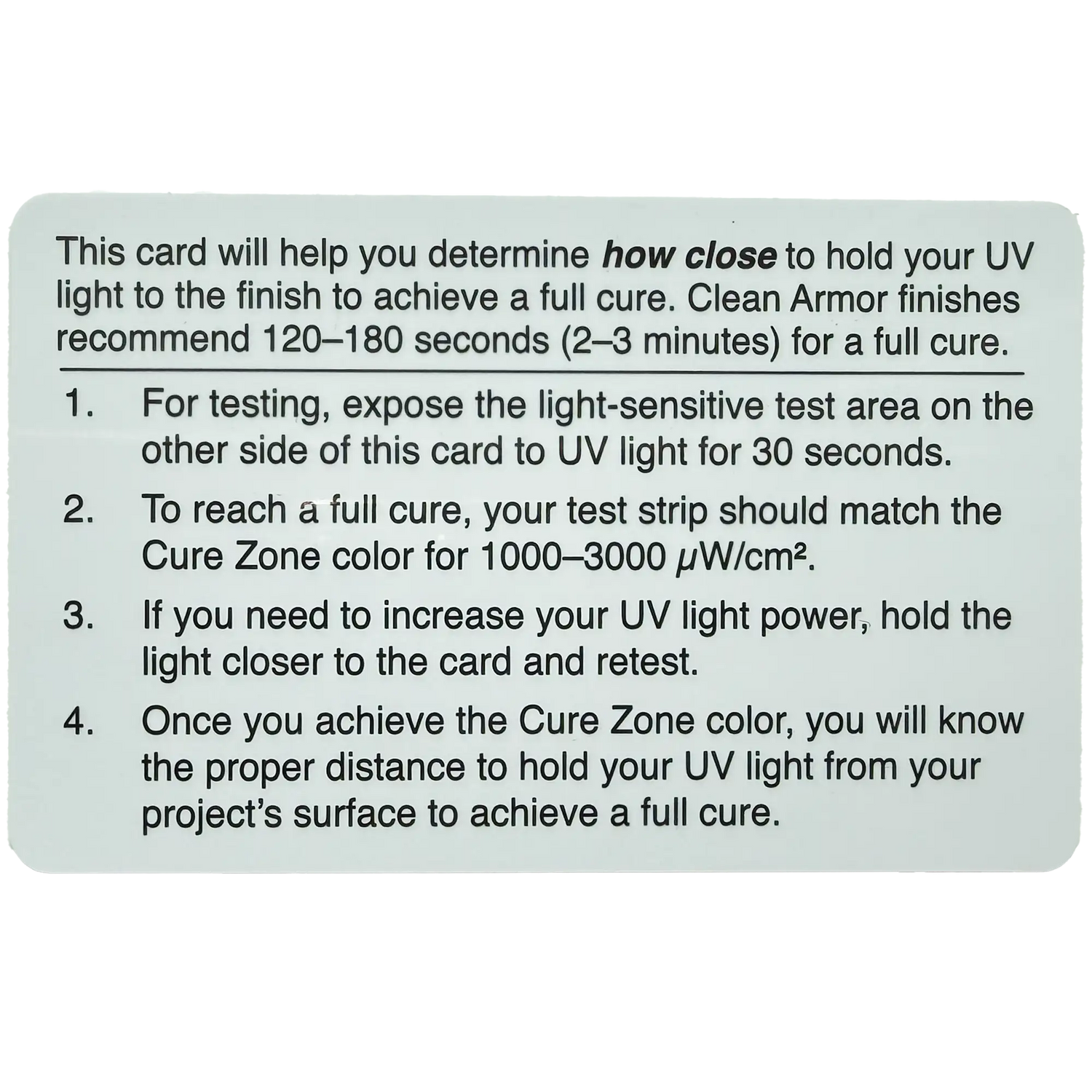 UV Curing Test Card