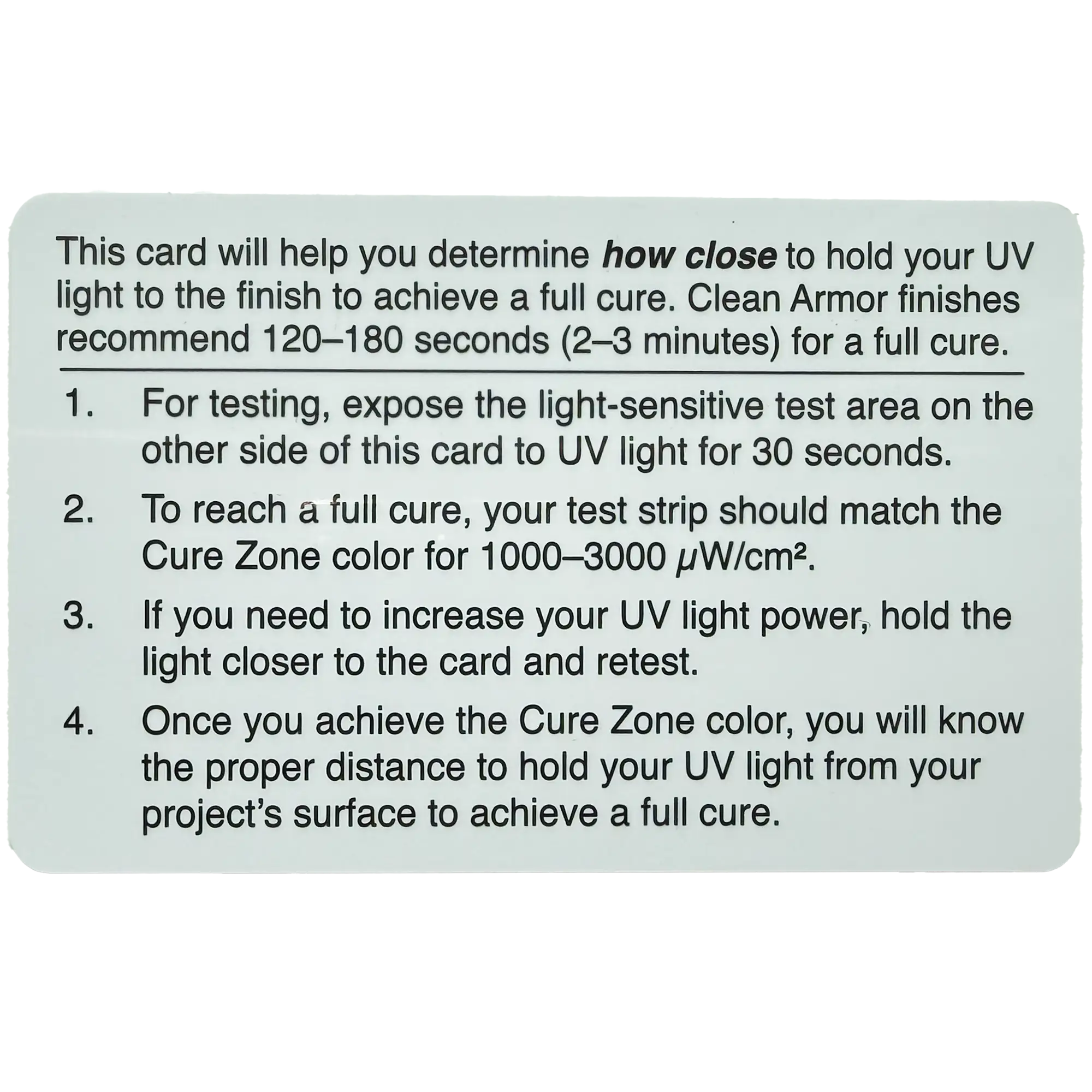 UV Curing Test Card
